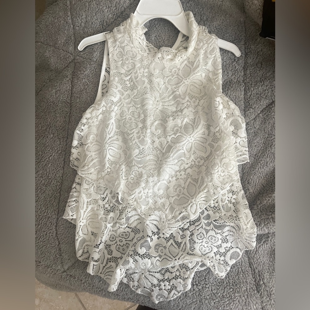 Papaya White Lace Layared Shirt